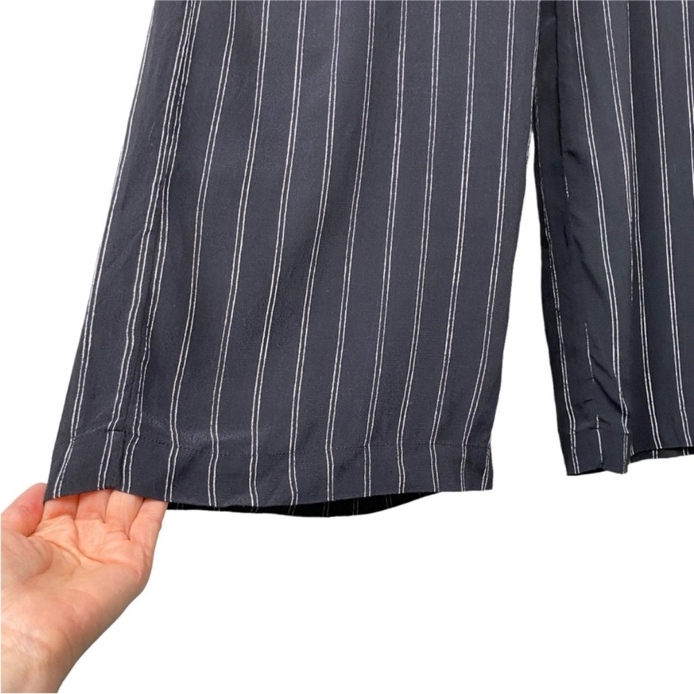 ARITZIA Wilfred Faun Full Length Wide Leg Pants Black/Oat Stripe, Size Small